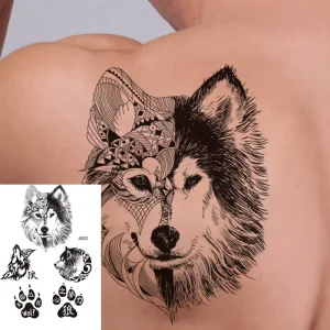 Factory Wolf Paper Eco Friendly Temporary Tattoo Sticker Waterproof Adhesive Face Body Arm Design Luxury Cool