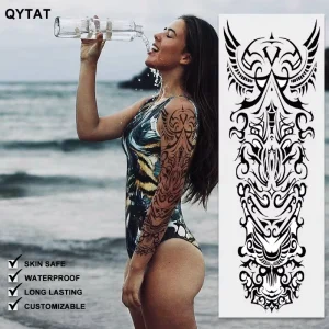 Fake Tattoo Supplies Professional Sex Tattoo Temporary Black Ink Tattoo Sleeve Full Arm Tattoo Stickers For Ladies Women Men