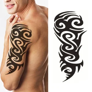 Fake Temporary Indian Paper Arm Tattoo Sleeve Black Waterproof Tattoo Stickers Body Art for Men Women 3 5 Days