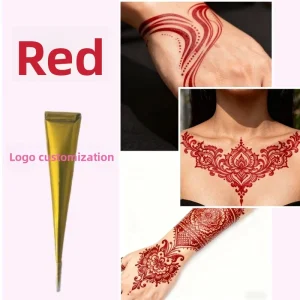 Famous Easy to Use Red Henna Cones for Body Tattoo Temporary Herbal Beauty Product Manufacturer Personal