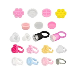 Fan Tools Pallet Microblading Adhesive False Extension Disposable Eyelash Glue Cup Ring Plastic Ink Holder Tattoo Pigment