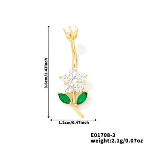 Fashion 3A Grade Zircon Brass Belly Stud Piercing Cute Wedding Engagement Body Jewelry