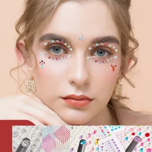 Fashion Aesthetic Temporari Tattoo Glitter Sticker Custom Printing Pvc Gem 3D Sticker Cute Design Stickers