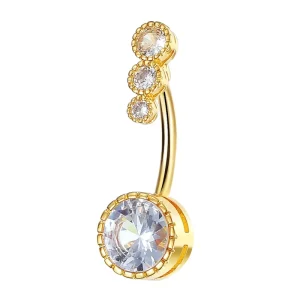 Fashion Belly Nails Metal Stainless Steel Round Set With Diamonds Zircon Piercing New Design Navel Body Jewelry