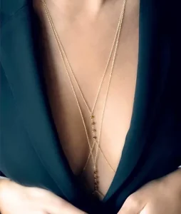 Fashion Body Chain Jewelry Waterproof 18K PVD Gold Plated Stainless Steel Gold Beads Sexy Bikini Bra Body Jewelry