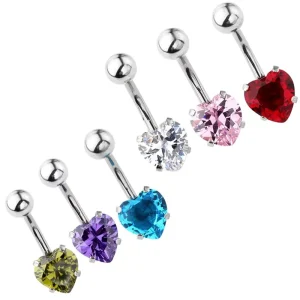 Fashion CZ Belly Stud Navel Piercing Shining Shinning Color Heart Shape Zircon Belly Button Rings Women Piercing Jewelry
