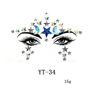 Fashion Eye Body Facial Tattoo Stickers Crystal Custom Face Gem Festival Face Jewels Stickers