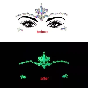 Fashion Face Jewel Adhesive Rhinestone Body Art Face Jewelry Party Festival Glow in the dark Face Stickers