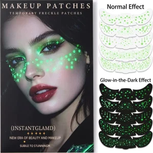 Fashion Glow in the Dark Freckle Tattoo Patches Stars Hearts Luminous Face Stickers for Rave Party Halloween Makeup Decals