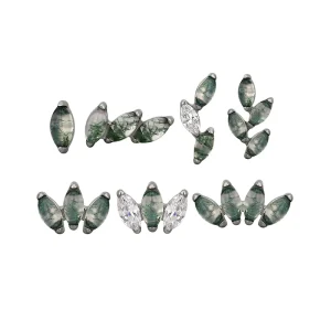 Fashion Helix Earring Labret Piercing Jewelry Eternal ASTM F136 Titanium 16G Moss Agate Stone Lip Nose Rings Body Jewelry