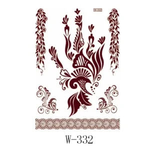 Fashion Henna Brown Color India Style Eco-friendly Waterproof Temporary Tattoo Sticker Water Transfer Paper Customizable Size