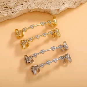 Fashion Hip Hop Love Gold Teeth Full Diamond Zircon Body Jewelry for Party & Engagement Daily Rap Accessories
