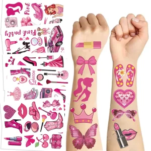 Fashion Pink Girl Party Temporary Tattoo Stickers for Body Decor Trendy Sexy Girls Sticker
