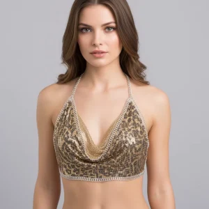 Fashion Shine Vintage Leopard Print Patchwork Women’s Fine Sexy Body Chain Jewelry for Nightclub Hot Girl Dress up