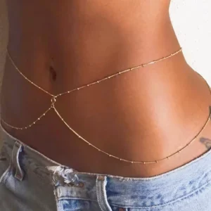 Fashion Simple Double Layer Copper Bead Ladies Body Chain for Women Sexy Body Chains Summer Beach Jewelry Gifts
