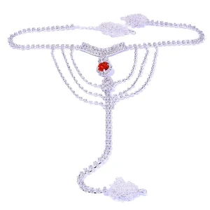 Fashion Sparkling Rhinestone T Shape Body Chain Body Accessories Glittering Crystal Diamond Belly Waist Chain