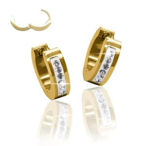 Fashion Woman Large Rhinestone Earring Jewelled 316l Stainless Steel Luxury Earrings Hoop Earrings Piercing Jewelry
