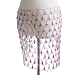 Fashion Women Jewelry Sexy Hollow Rhinestone Crystal Diamonds Skirt Suit Body Chain