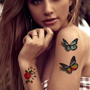 Fashionable 6X6cm Flower Butterfly Temporary Tattoo Sticker Waterproof Paper Design Lasts 15 Days