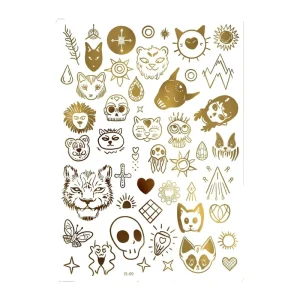 Fashionable Printed Waterproof and Luminous Body Gold Foil Stickers Waterproof Metallic Temporary Tattoo Stickers