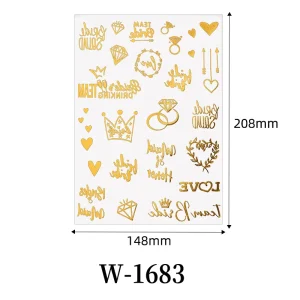 Fashionable Printed Waterproof and Luminous Body Gold Foil Stickers Waterproof Metallic Temporary Tattoo Stickers