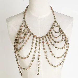 Fashionable Tourmaline Stone Beads Waist Body Jewelry Women Weddings Parties Metal Main Semi-Precious Stone Wedding Gift