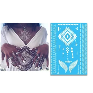Fashionable White Temporary Waterproof Eco friendly Paper Customizable Henna Tattoo Stickers Bride Body Application
