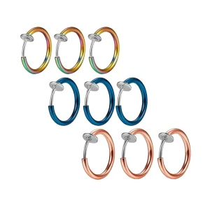 Faux Piercing Jewelry Set Clip On Nose Ring Septum Ear Cuff Non Pierced Accessories for Magnetic Body Art for Cosplay