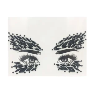 Festival Halloween Temporary Black Gem Face Body Jewels Stickers Rhinestone Tattoo Stickers