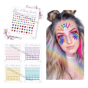 Festival Makeup Self Adhesive Jewels Gems Stickers Sheets Rhinestone Face Gems Sticker for DIY Craft