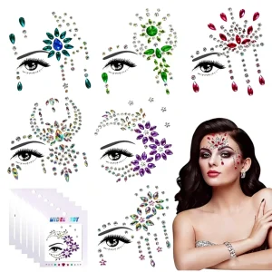 Festival Party Mermaid Body Art Jewels Makeup 3D Diamond Temporary Tattoo Eye Face Gem Forehead Rhinestone Sticker