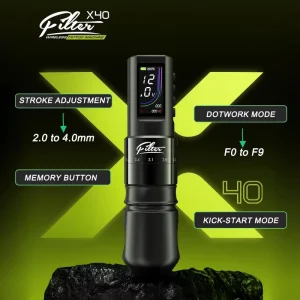 Filter X40 Tattoo Pen Machine Adjustable Stroke Length Frequency Speed Wireless Tattoo Pen Machine