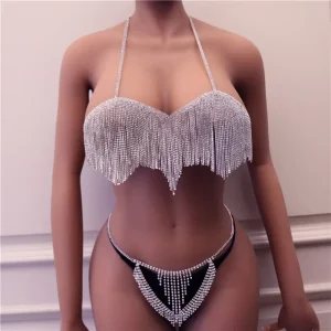 Fine Jewelry Body Chain Sexy Jewelry with Diamond Tassel Body Chain Bikini Rhinestone Chest Chain for Women Fashion Jewelry