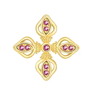 Fine Jewelry New Style 18K Solid Yellow Gold Flower Push In Claw Setting with Zircon for Wedding or Gift