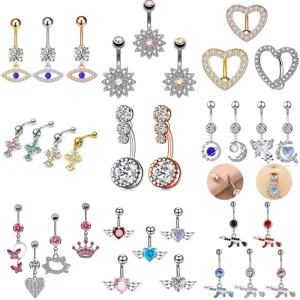 Fine Stainless Steel Body Belly Piercing Jewelry Gold Plated Zircon Stone Fashionable Party Occasions