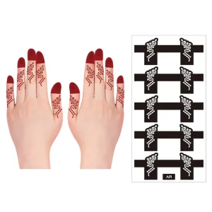 Finger Tattoo Sticker Temporary Mesh Hollow Template Stencils Non-toxic Black Smart Sticker