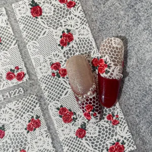 Five & Ten GMPC Sedex ISO EUDR Self Adhesive 5D Embossed Nail Sticker Ballet Bow Lace Design French Japanese Nail Accessories