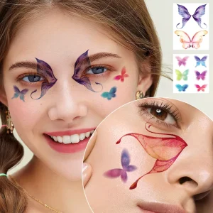 Flash Powder Butterfly Facial Tattoo Stickers Cartoon Children Waterproof Temporary Tattoo Stickers