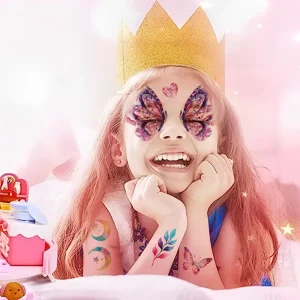 Flash Powder Butterfly Facial Tattoo Stickers Cartoon Children Waterproof Temporary Tattoo Stickers