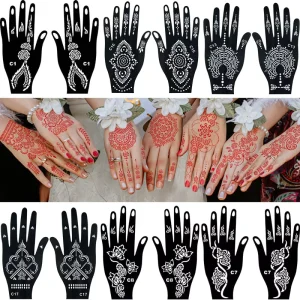 Floral Lace Hollow Stencils Hand Painted Tattoo Stickers Personalized Patterns for Henna Cream Hand Painting