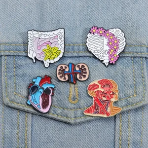 Floral Organ Enamel Pins Brooch Badge Punk Anatomy Love Body Brain Intestinal Gifts Bag Accessories Jewelry