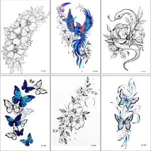 Floral Temporary Tattoos for Women Elegant Body Art Stickers Waterproof Realistic