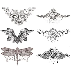 Flower Bird Dragonfly Butterfly Leaf Designs Eco friendly Non Toxic Temporary Tattoo Stickers Chest Waist Waterproof Body Art