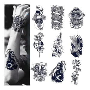 Flower Butterfly Snake Arm Temporary Tattoo Sticker Waterproof Dark Blue Lasting 15 Days Juice 110x160mm Body Art