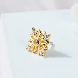 Flower Leaf Custom Fashion Unique Threadless Body Jewelry CZ Labret Piercing Jewelry