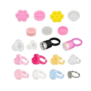 Flower Pallet Tools Permanent Fan Eyebrow Ink Extension Holder Ring Tattoo Pigment Eyelash Disposable Cup Glue Plastic