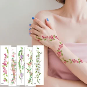 Flower Temporary Tattoos Adult Colorful Realistic Removable Sexy Waist Arm Hands Tattoo Stickers for Women Ladies