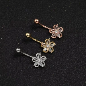 Flower Zircon Puncture Navel Nails Jewelry