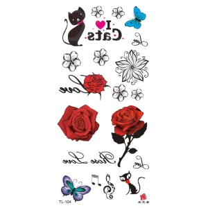 Flowers Temporary Tattoos for Women Body Art Arm Sketch Tattoo Stickers for Women and Girls