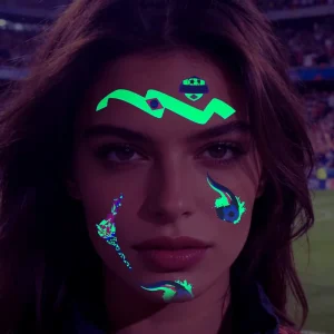 Fluorescent Geometric Shapes Temporary Tattoos Football Theme Face Body Stickers for Event Cheering Decorative